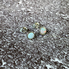 Sterling Silver pair of bezel set 5mm White Opals - Masterpiece Jewellery Opal & Gems Sydney Australia | Online Shop
