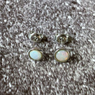 Sterling Silver pair of bezel set 5mm White Opals - Masterpiece Jewellery Opal & Gems Sydney Australia | Online Shop