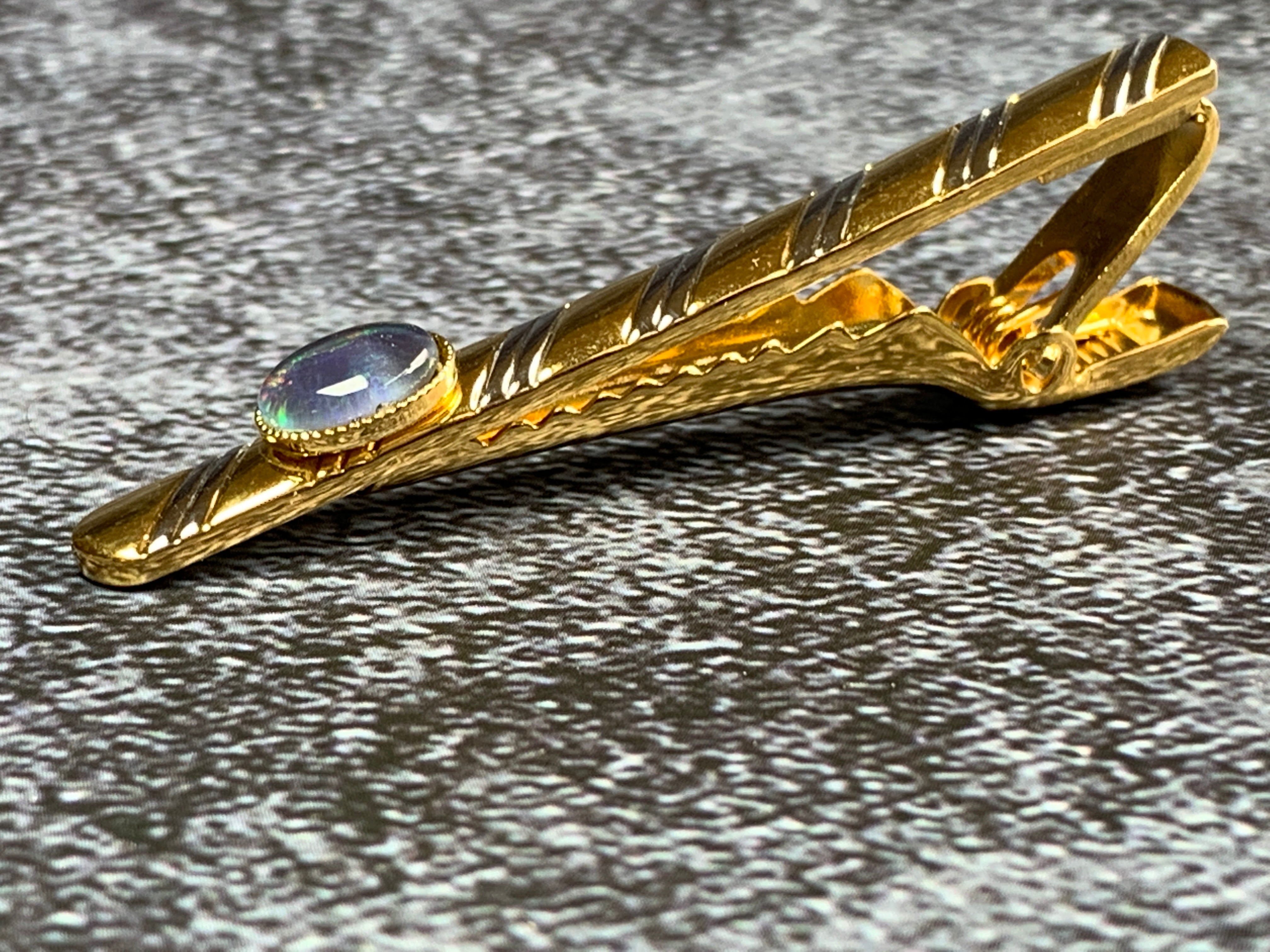 Gold Plated Tie Bar with Opal - Masterpiece Jewellery Opal & Gems Sydney Australia | Online Shop