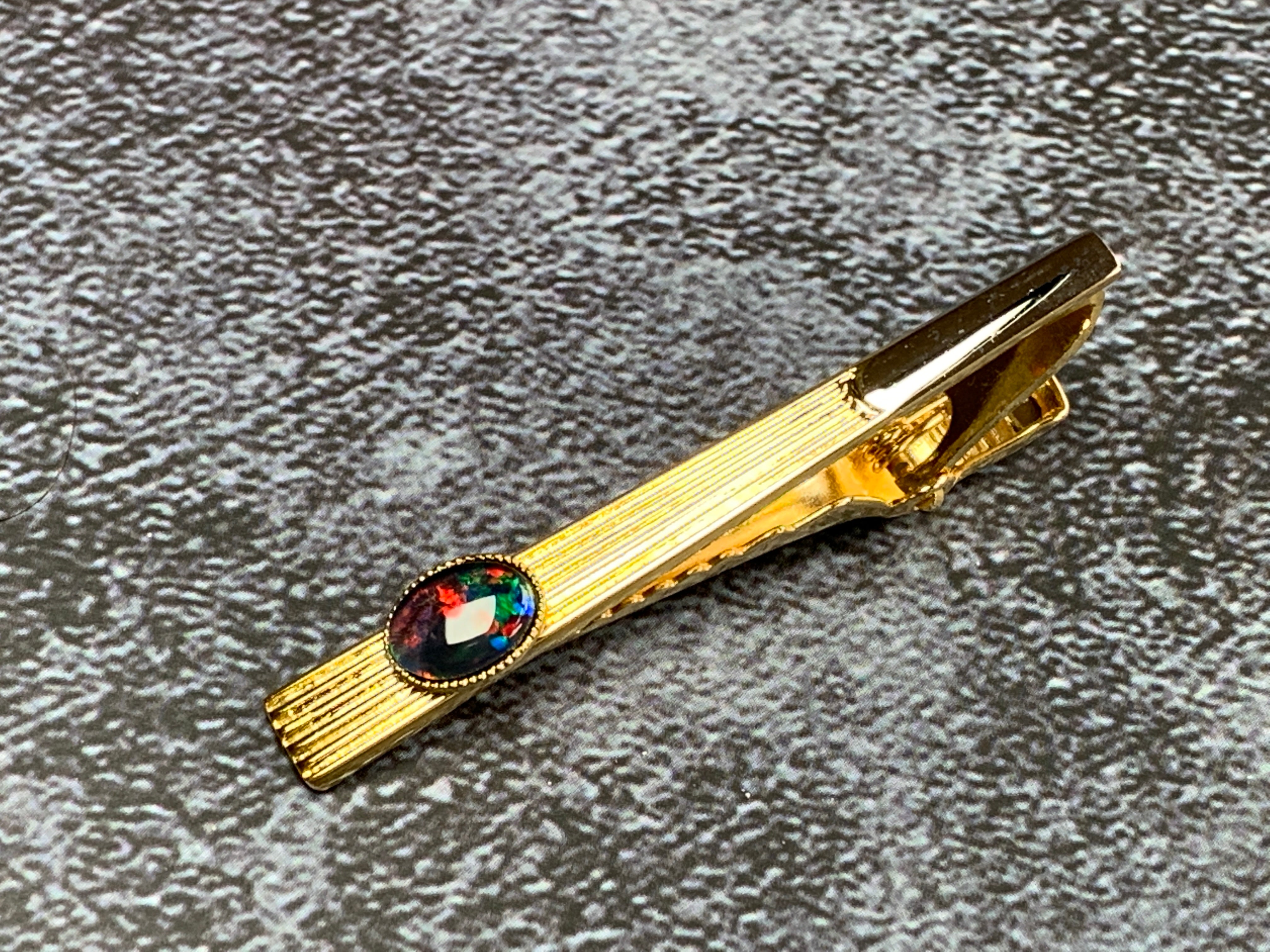 Gold Plated Tie Bar with Opal - Masterpiece Jewellery Opal & Gems Sydney Australia | Online Shop