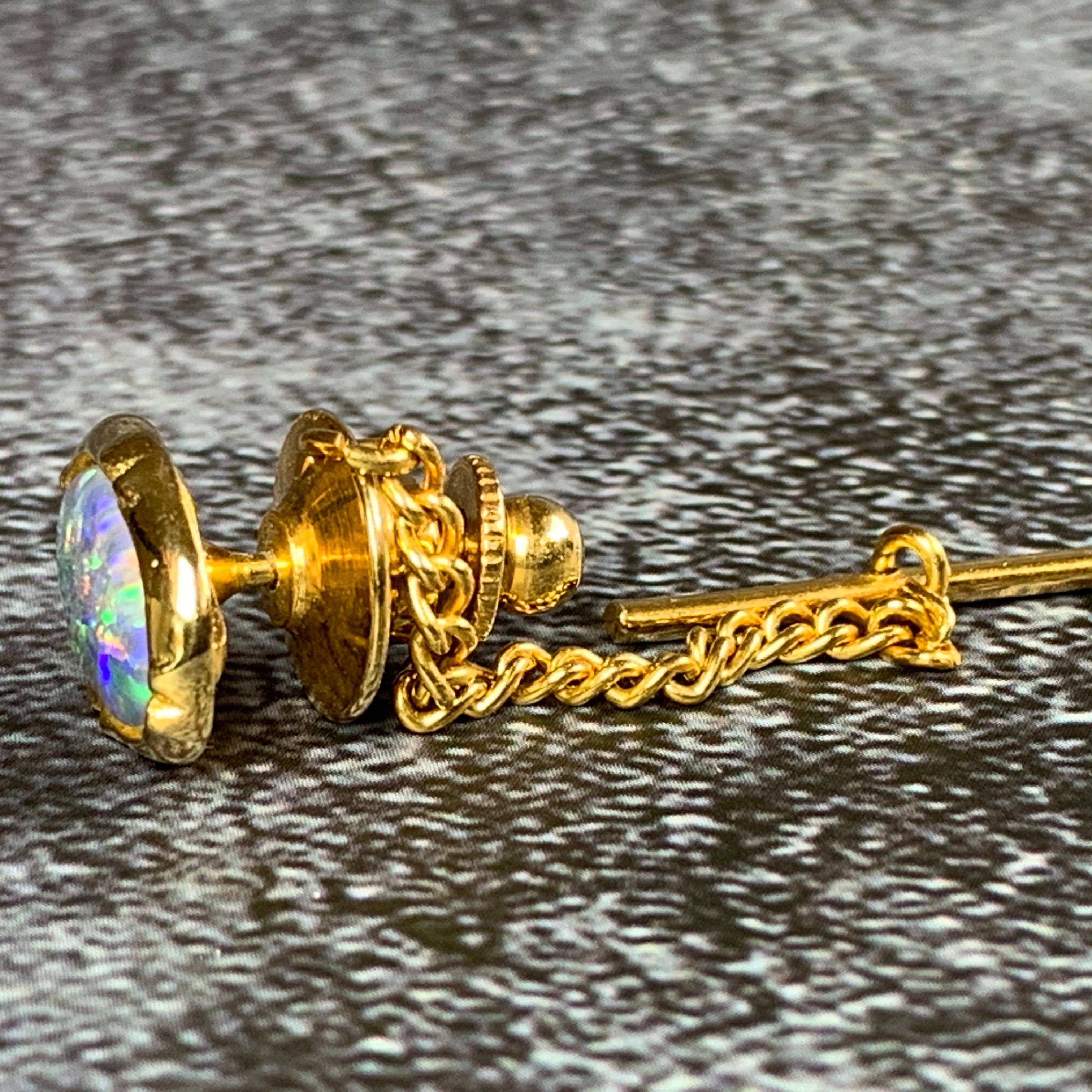 Tie tac gold plated with Opal triplet 10x8mm - Masterpiece Jewellery Opal & Gems Sydney Australia | Online Shop