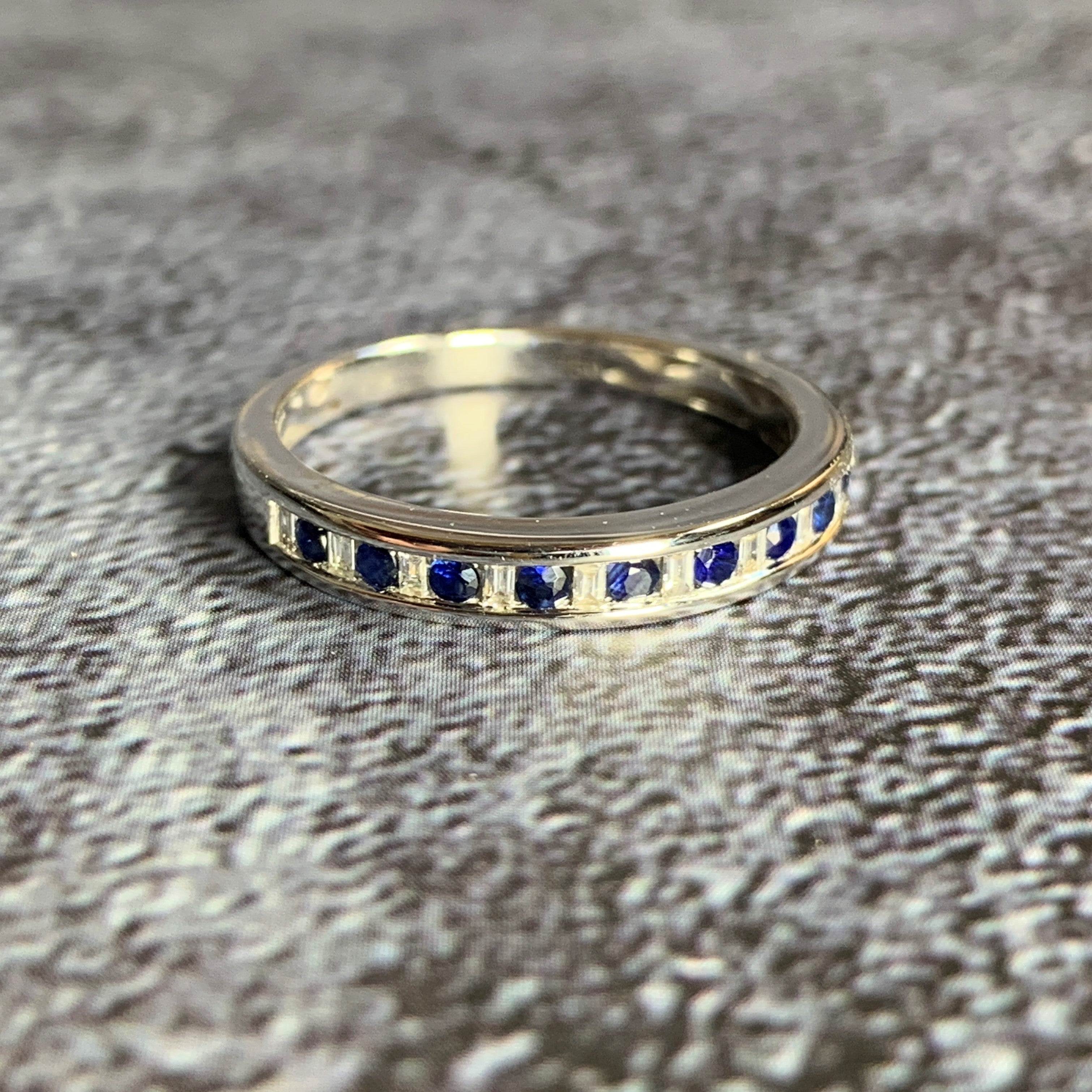 18kt White Gold eternity alternating Sapphire and Diamond ring - Masterpiece Jewellery Opal & Gems Sydney Australia | Online Shop
