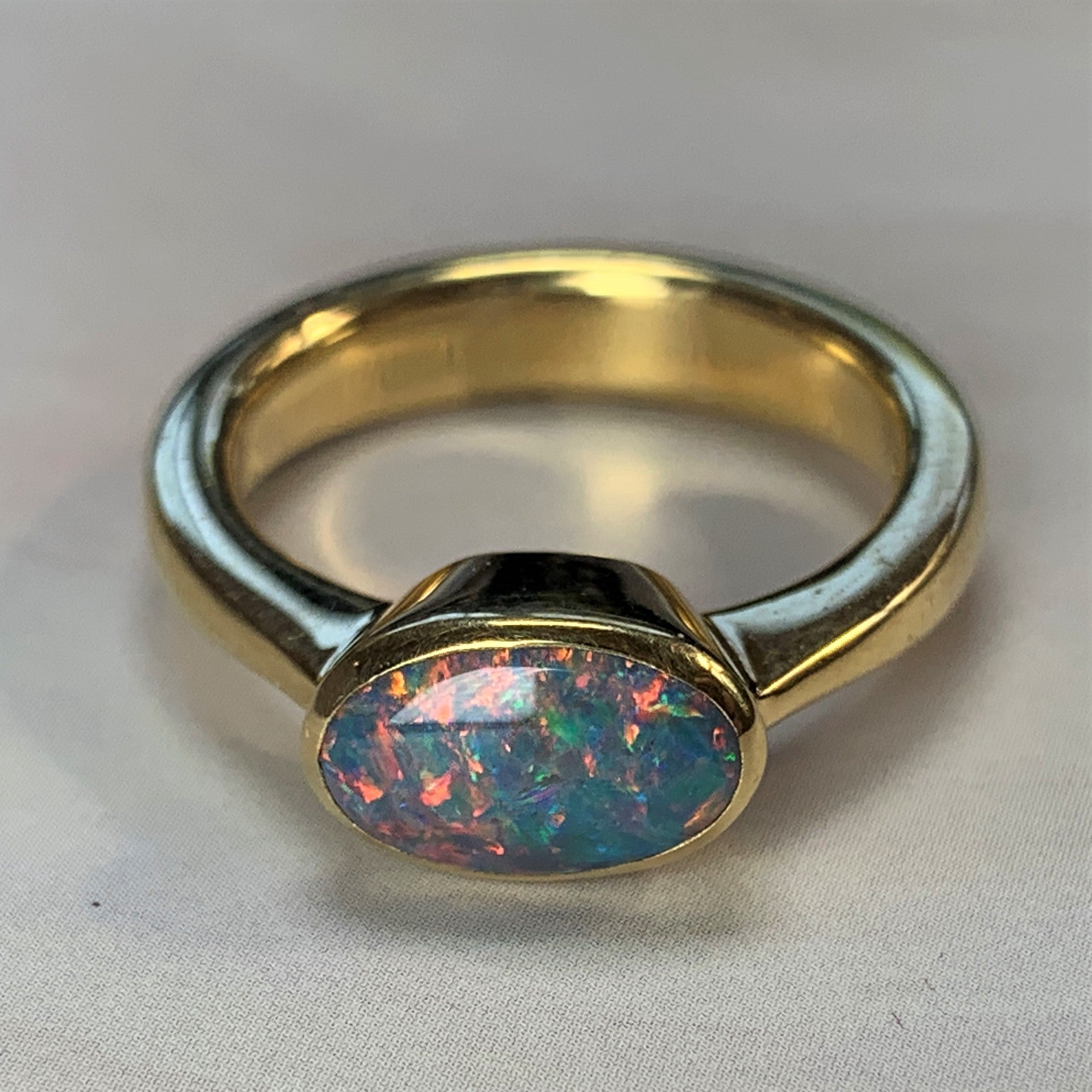 18kt Yellow Gold Black Opal 1.2ct bezel set - Masterpiece Jewellery Opal & Gems Sydney Australia | Online Shop