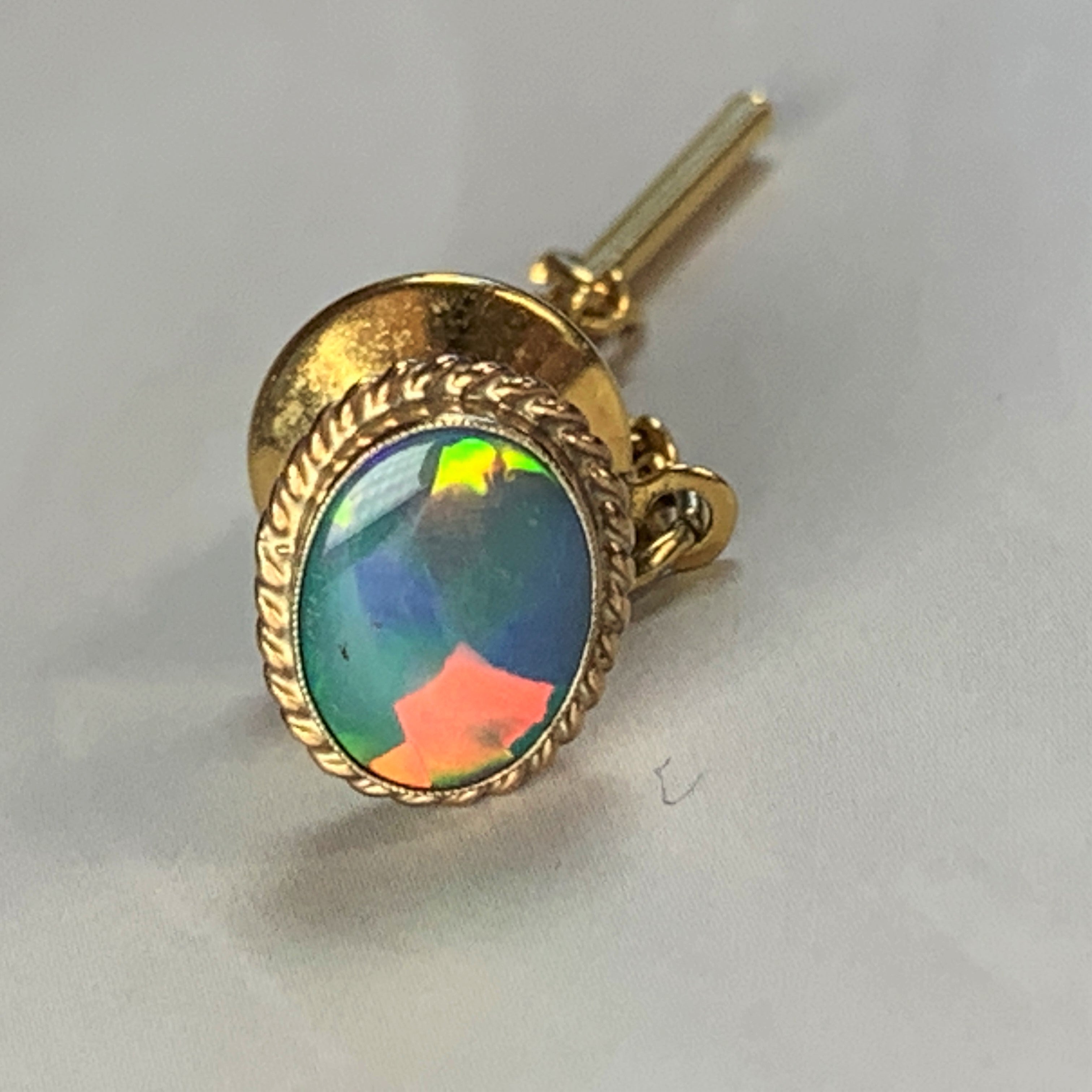 18kt Yellow Gold Opal doublet tie tac pin - Masterpiece Jewellery Opal & Gems Sydney Australia | Online Shop