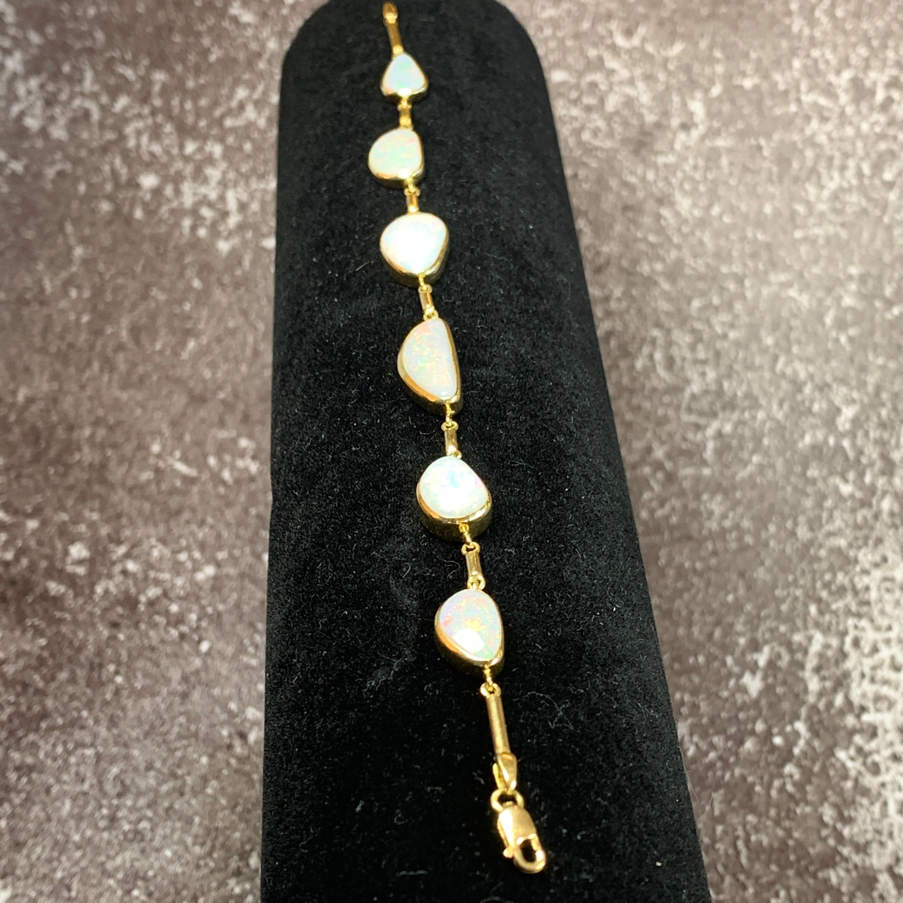 18kt Yellow Gold White Opal freeform 12.5ct bracelet - Masterpiece Jewellery Opal & Gems Sydney Australia | Online Shop