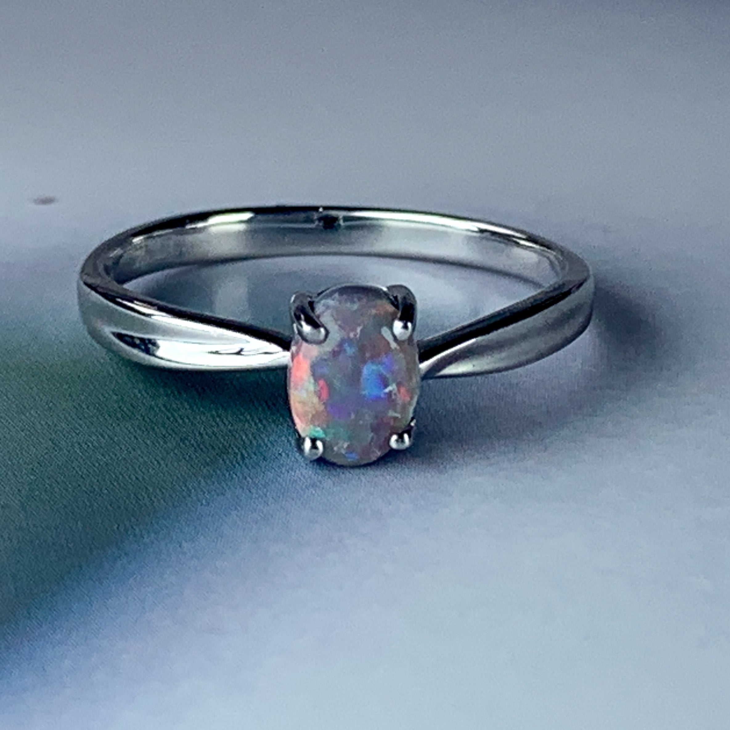 Sterling Silver Black Opal 0.4ct solitaire ring - Masterpiece Jewellery Opal & Gems Sydney Australia | Online Shop