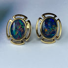 Silver Gold plated 9x7mm Opal cut out style earrings - Masterpiece Jewellery Opal & Gems Sydney Australia | Online Shop