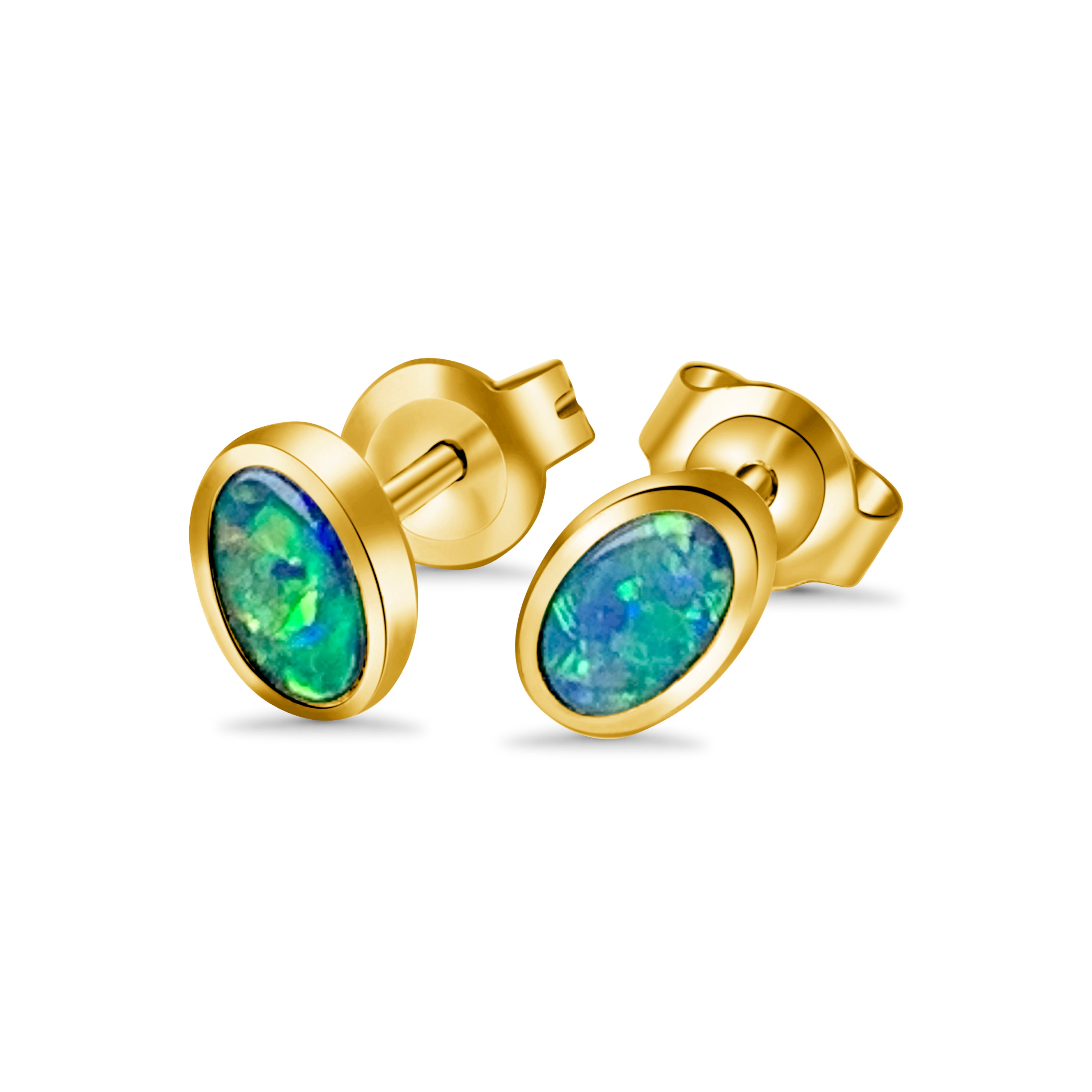 14kt Yellow Gold 5x3mm Opal studs - Masterpiece Jewellery Opal & Gems Sydney Australia | Online Shop