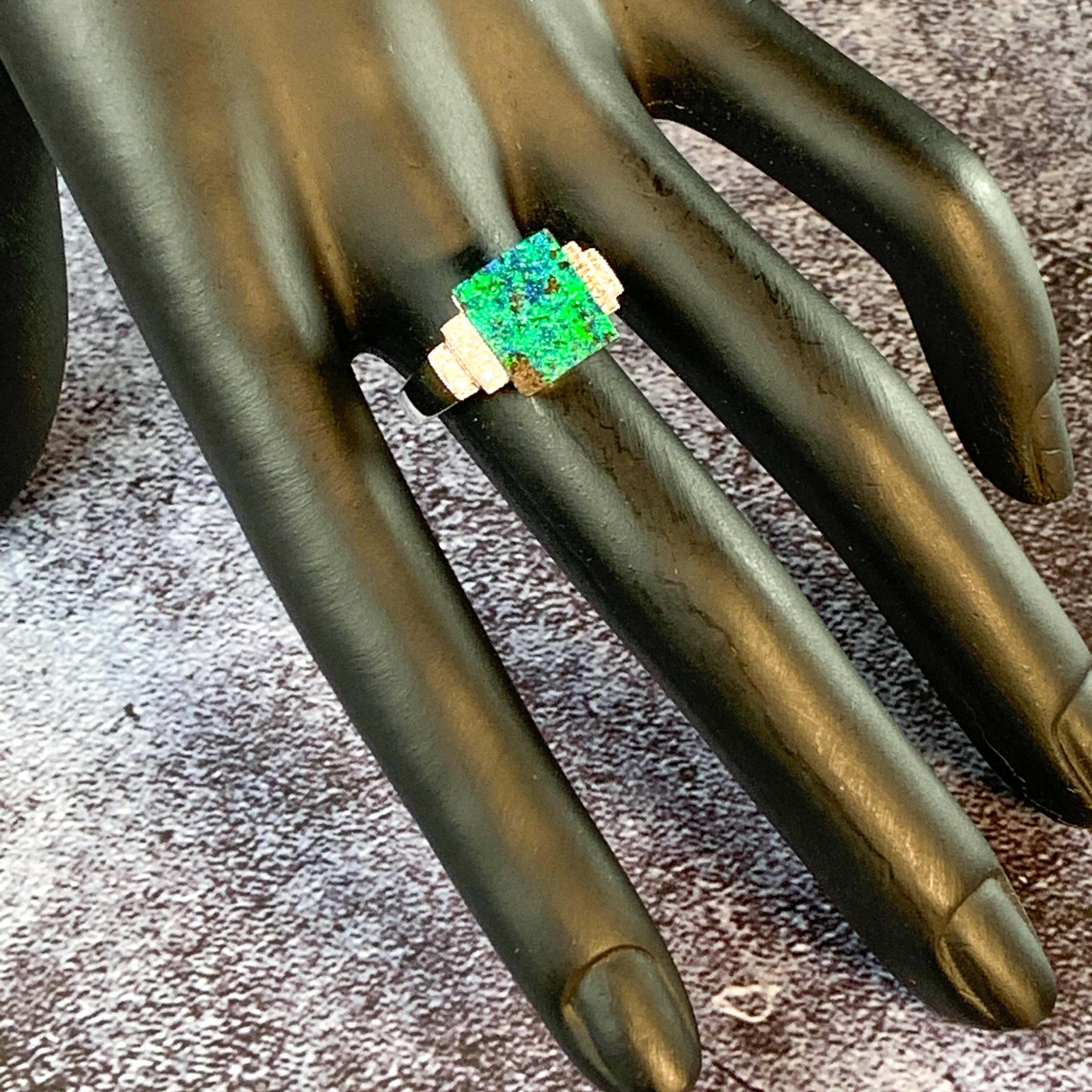 9kt White Gold Boulder Opal 3.57ct and diamond ring - Masterpiece Jewellery Opal & Gems Sydney Australia | Online Shop