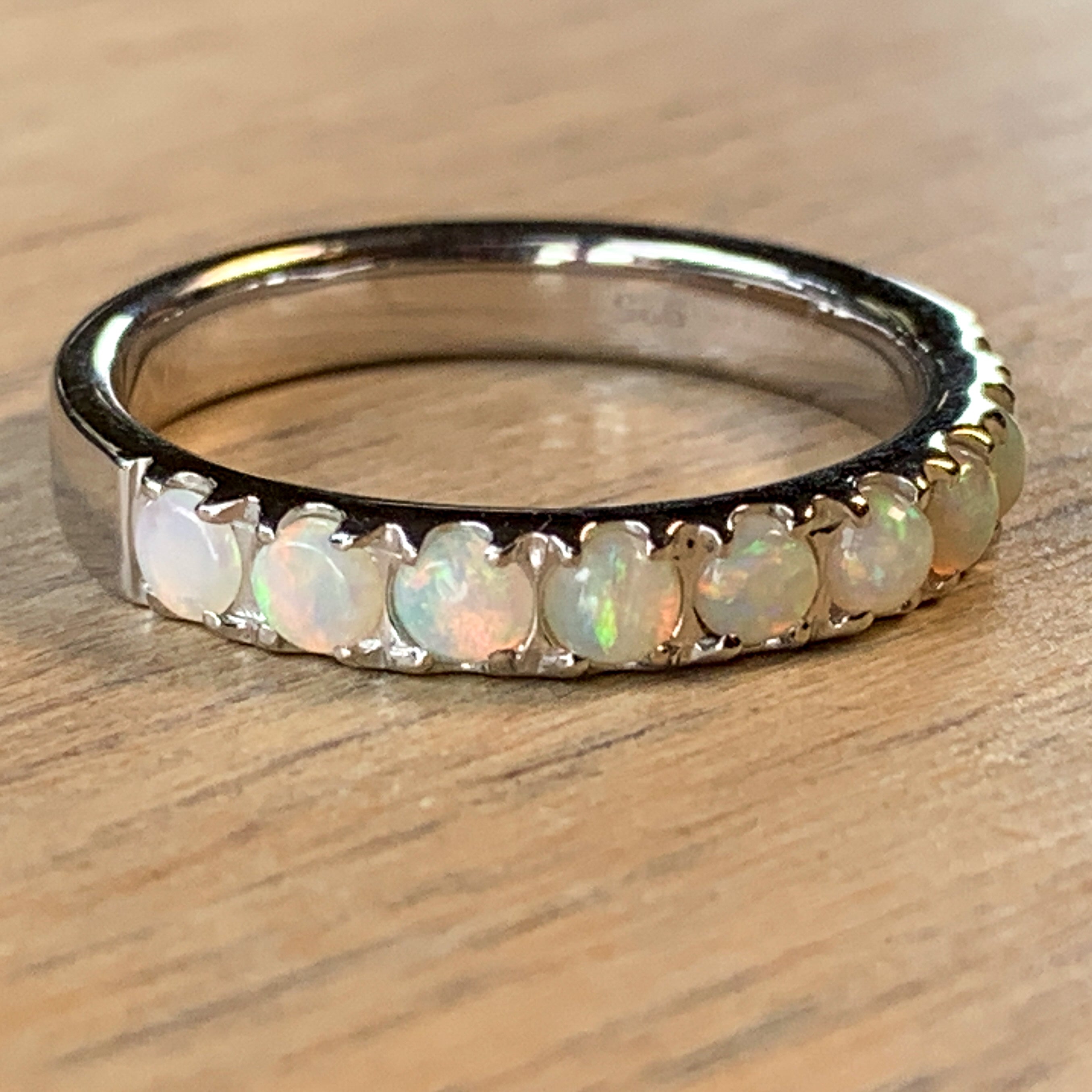 Sterling Silver White Opal eternity ring - Masterpiece Jewellery Opal & Gems Sydney Australia | Online Shop