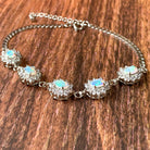 Sterling Silver White Opal 7x5mm and crystal cluster bracelet - Masterpiece Jewellery Opal & Gems Sydney Australia | Online Shop