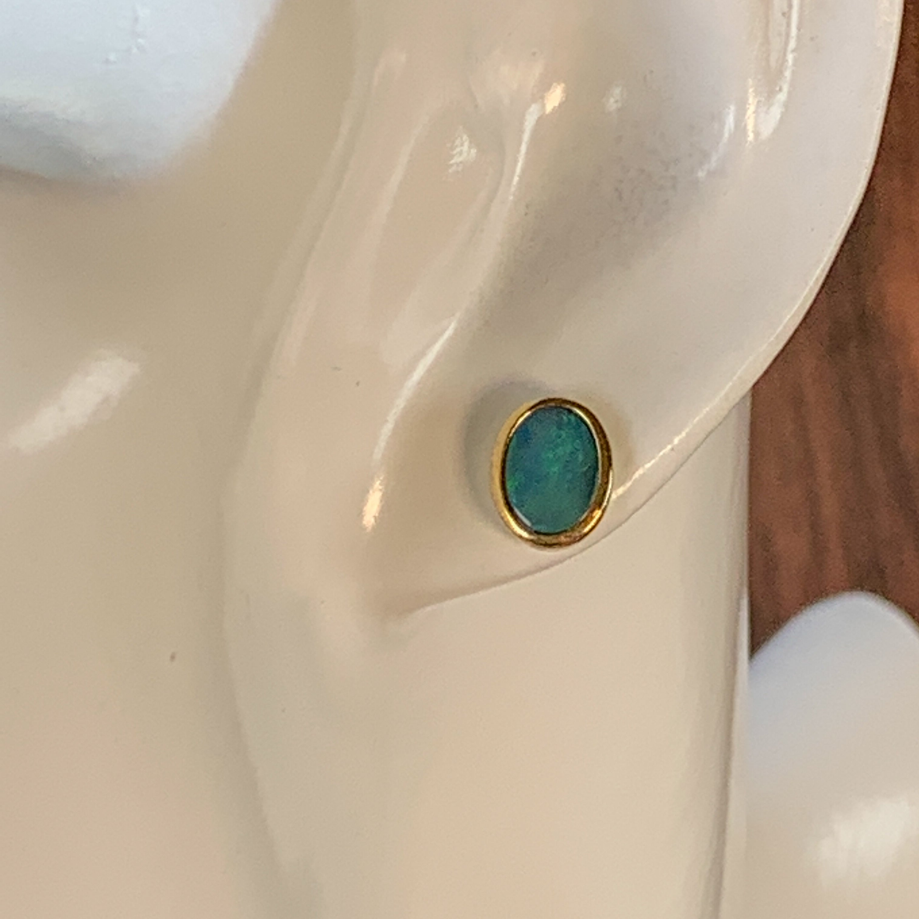 Gold Plated 7x5mm Opal doublet studs - Masterpiece Jewellery Opal & Gems Sydney Australia | Online Shop