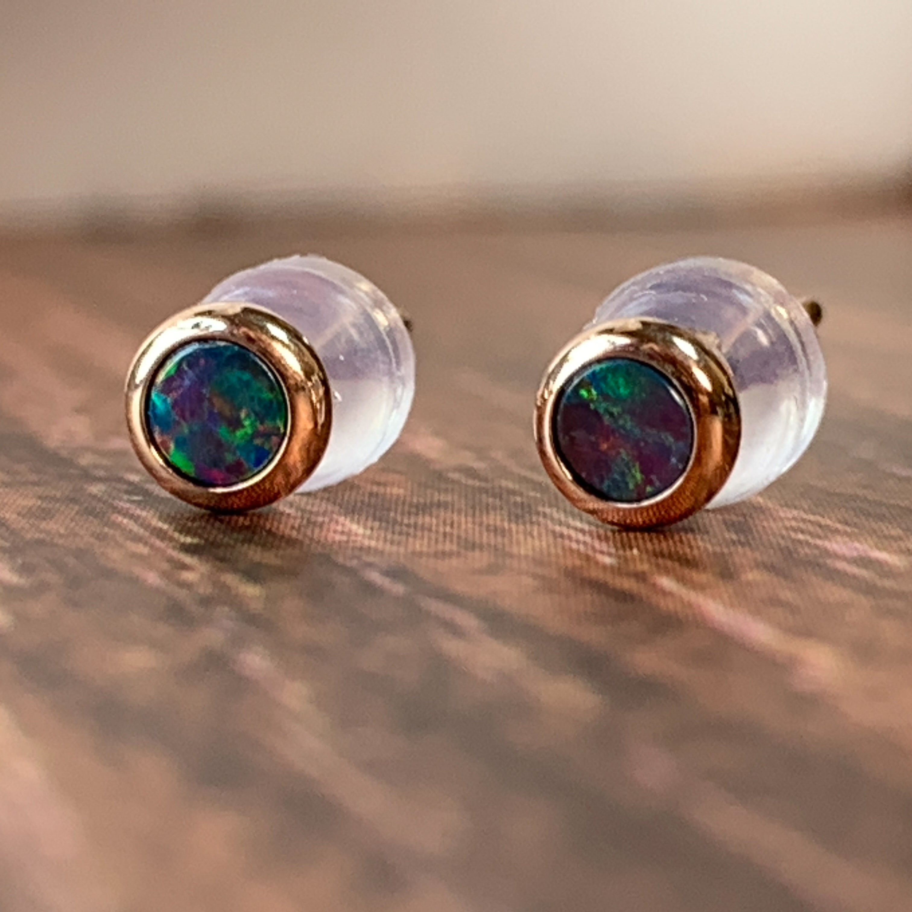 14kt Rose Gold 3mm Opal studs round - Masterpiece Jewellery Opal & Gems Sydney Australia | Online Shop