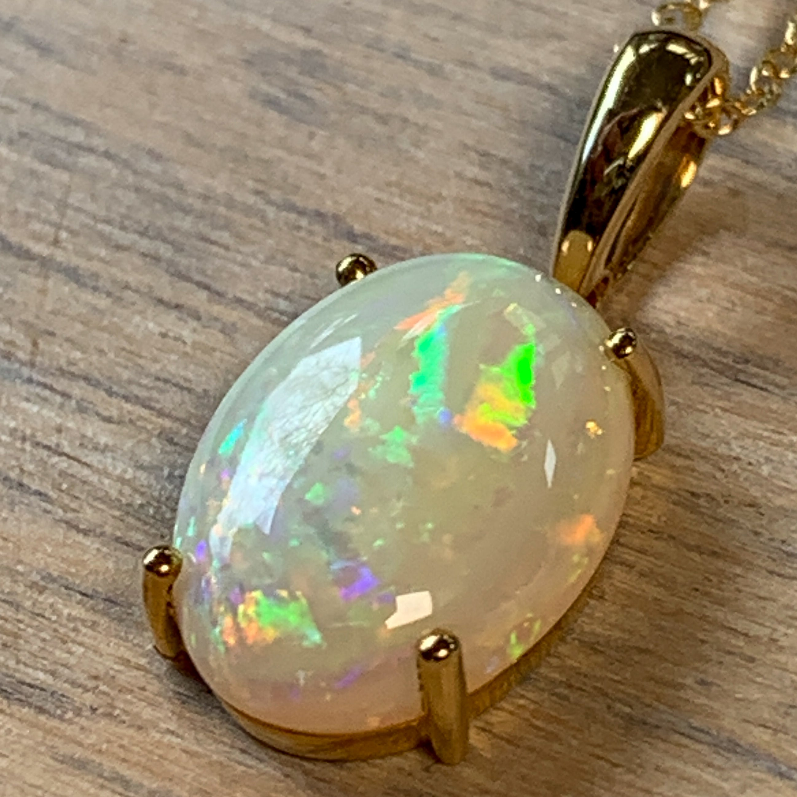 14kt Yellow Gold White Opal 13.7x10mm pendant - Masterpiece Jewellery Opal & Gems Sydney Australia | Online Shop