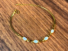 Gold plated silver 6x4mm White Opal bracelet cross design - Masterpiece Jewellery Opal & Gems Sydney Australia | Online Shop