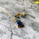 Gold Plate Silver Oval pendant and earring stud set - Masterpiece Jewellery Opal & Gems Sydney Australia | Online Shop