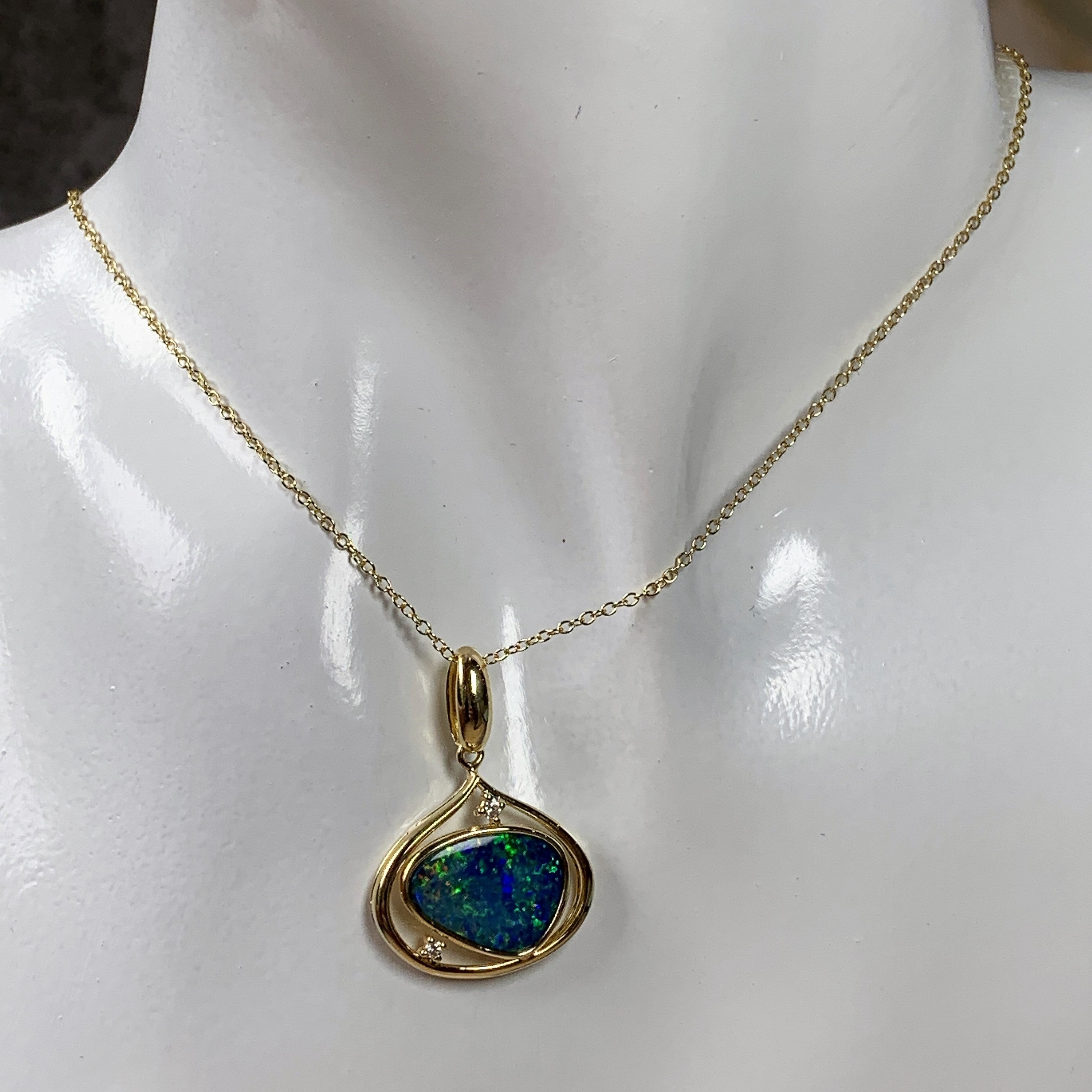 Yellow Gold plated silver Opal 14x10mm pendant - Masterpiece Jewellery Opal & Gems Sydney Australia | Online Shop