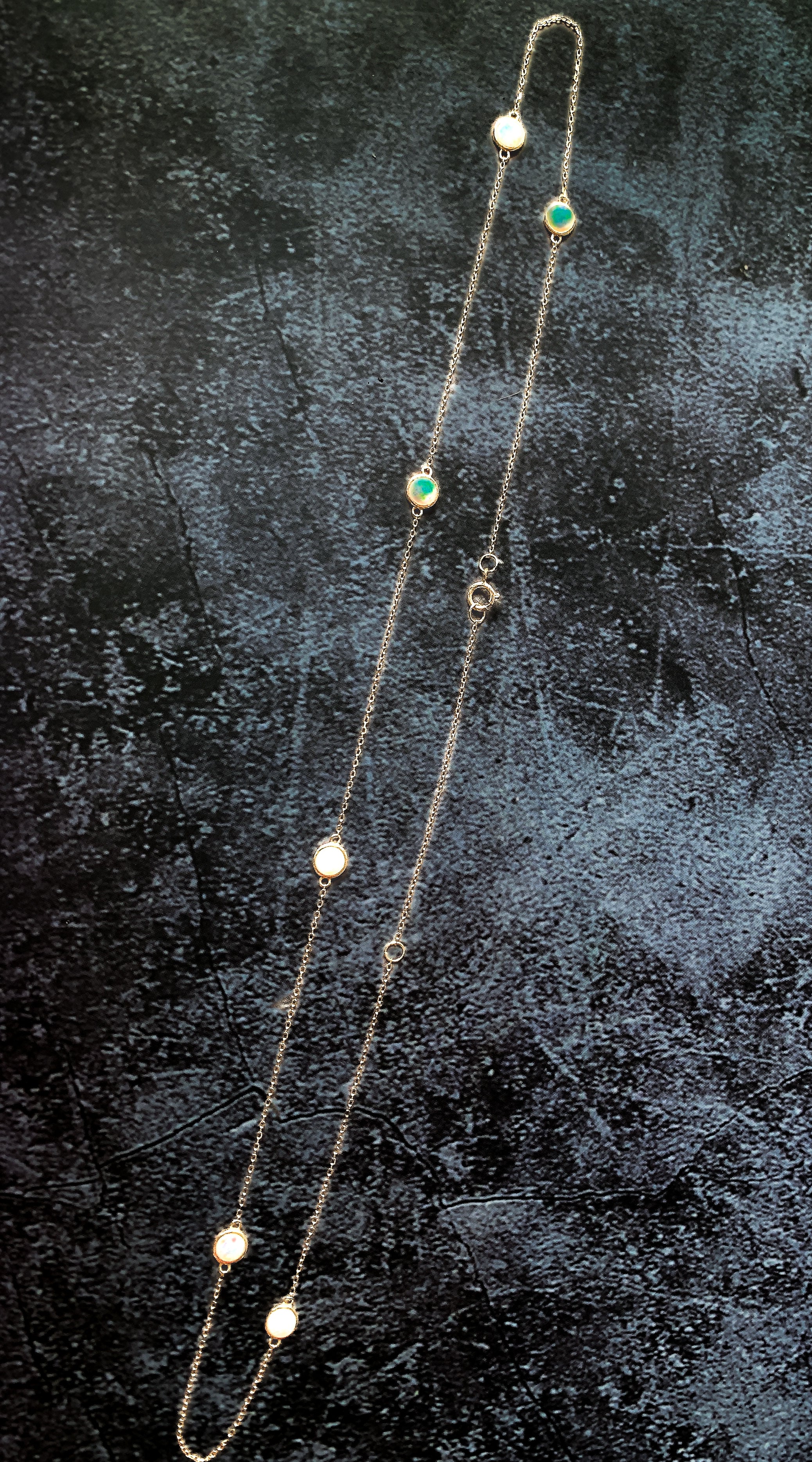 9kt Yellow Gold necklace white Opal spacer - Masterpiece Jewellery Opal & Gems Sydney Australia | Online Shop