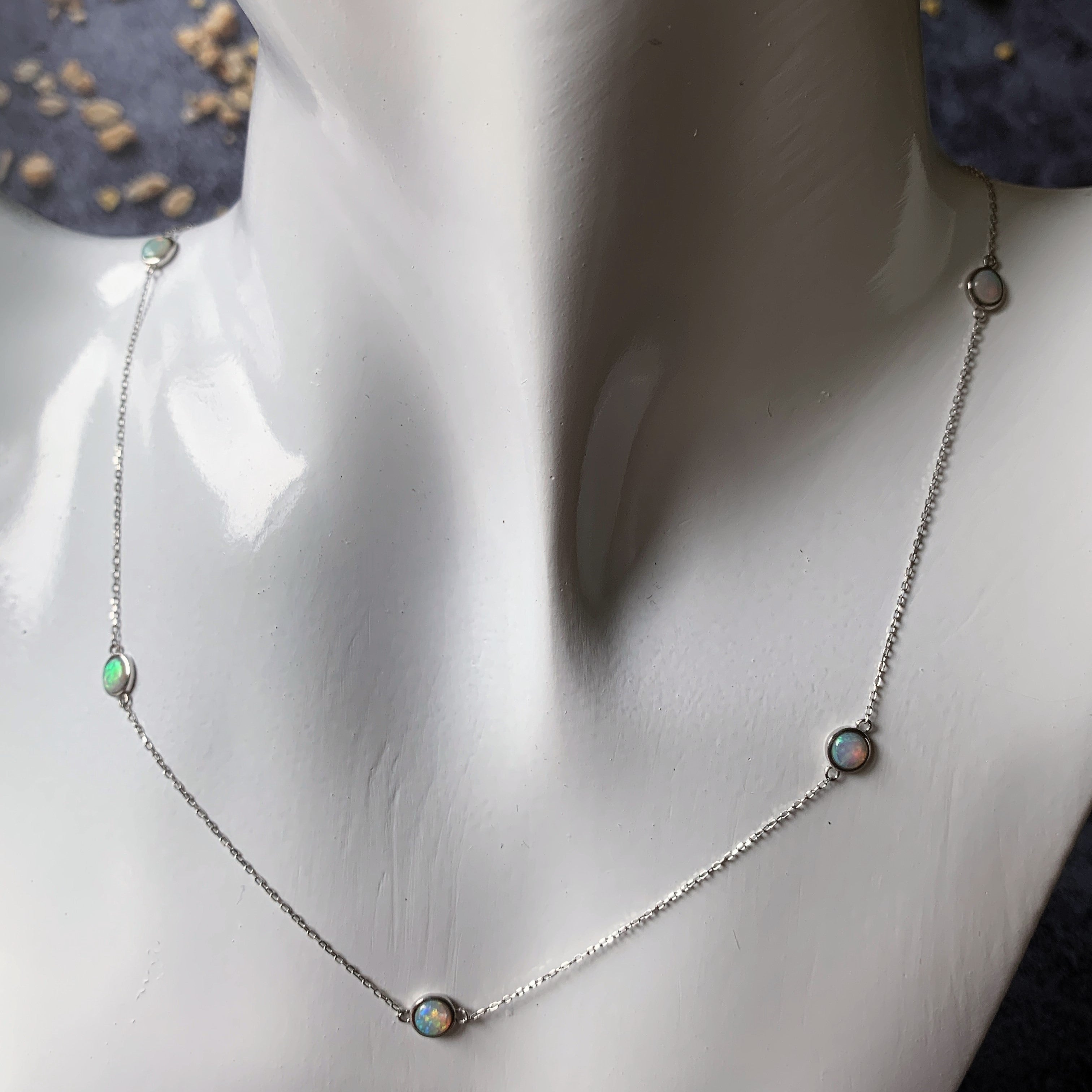 9kt White Gold spacer White Opal necklace - Masterpiece Jewellery Opal & Gems Sydney Australia | Online Shop