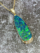 14kt Yellow Gold 12.77ct Opal doublet and Diamond pendant - Masterpiece Jewellery Opal & Gems Sydney Australia | Online Shop
