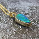 14kt Yellow Gold Black Opal 2.31ct bezel set doublet pendant - Masterpiece Jewellery Opal & Gems Sydney Australia | Online Shop