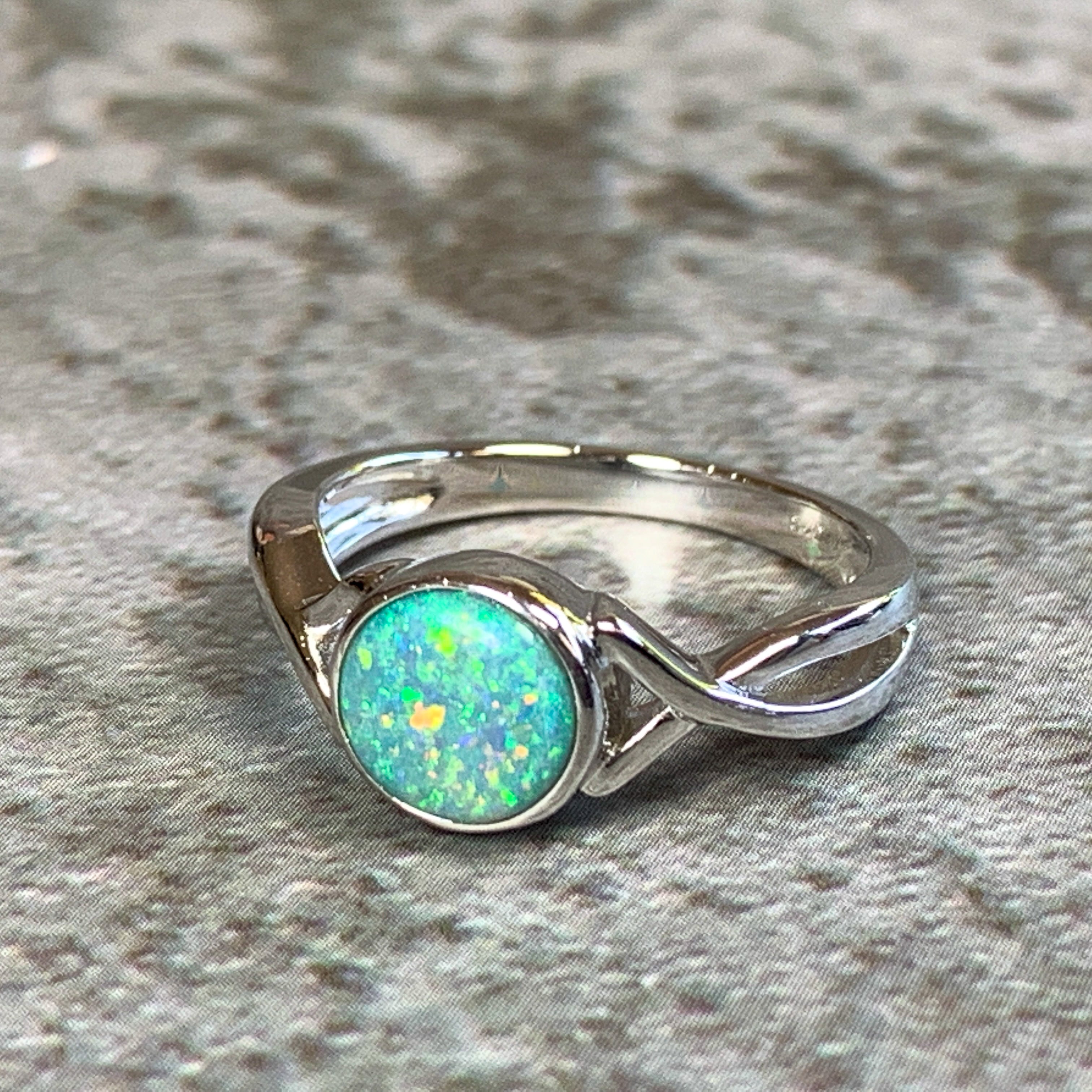 Sterling Silver Opal 1.1ct doublet bezel set ring - Masterpiece Jewellery Opal & Gems Sydney Australia | Online Shop
