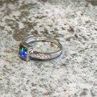 Sterling Silver Square Opal ring 4.5mm - Masterpiece Jewellery Opal & Gems Sydney Australia | Online Shop