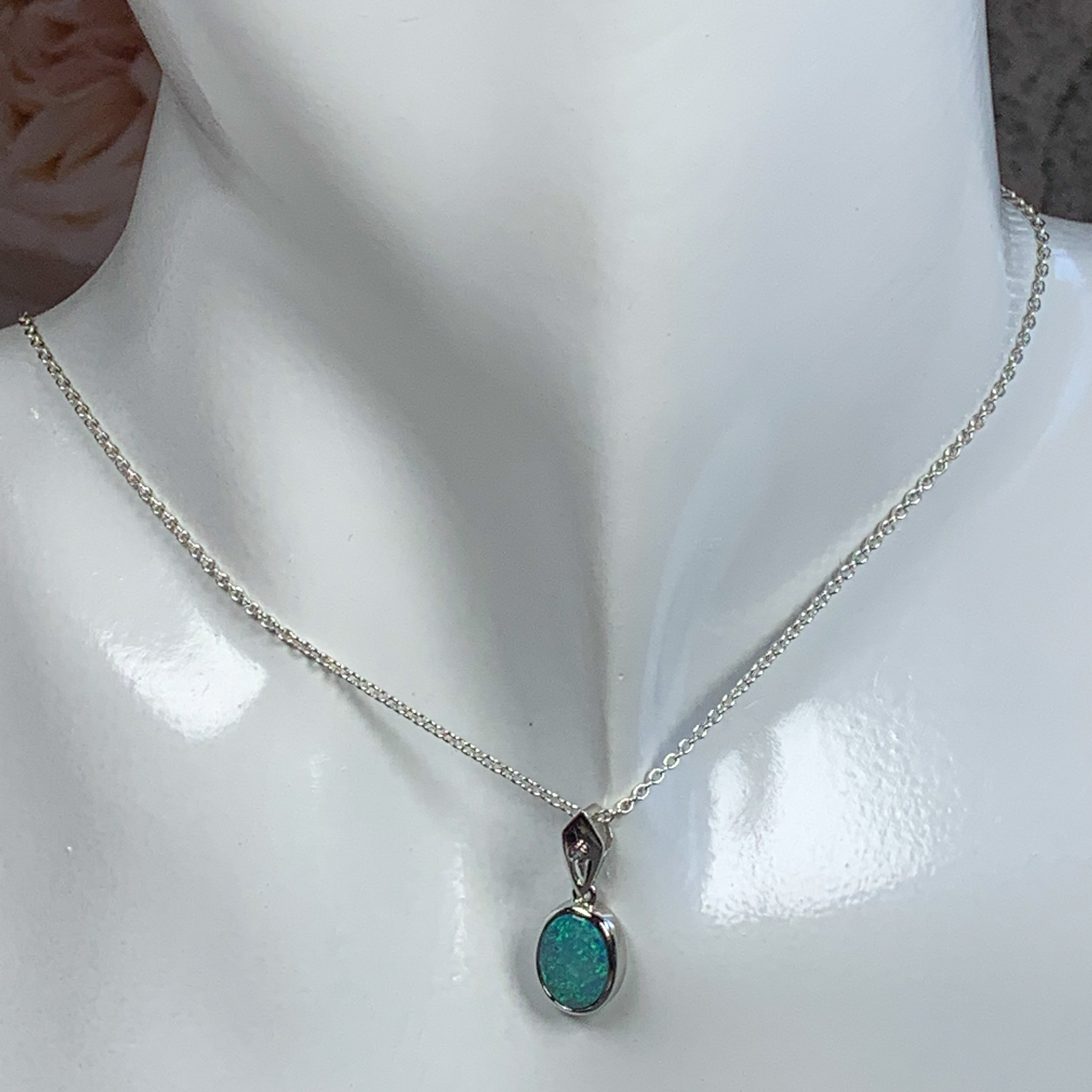 Sterling Silver 8x6mm Opal doublet pendant - Masterpiece Jewellery Opal & Gems Sydney Australia | Online Shop