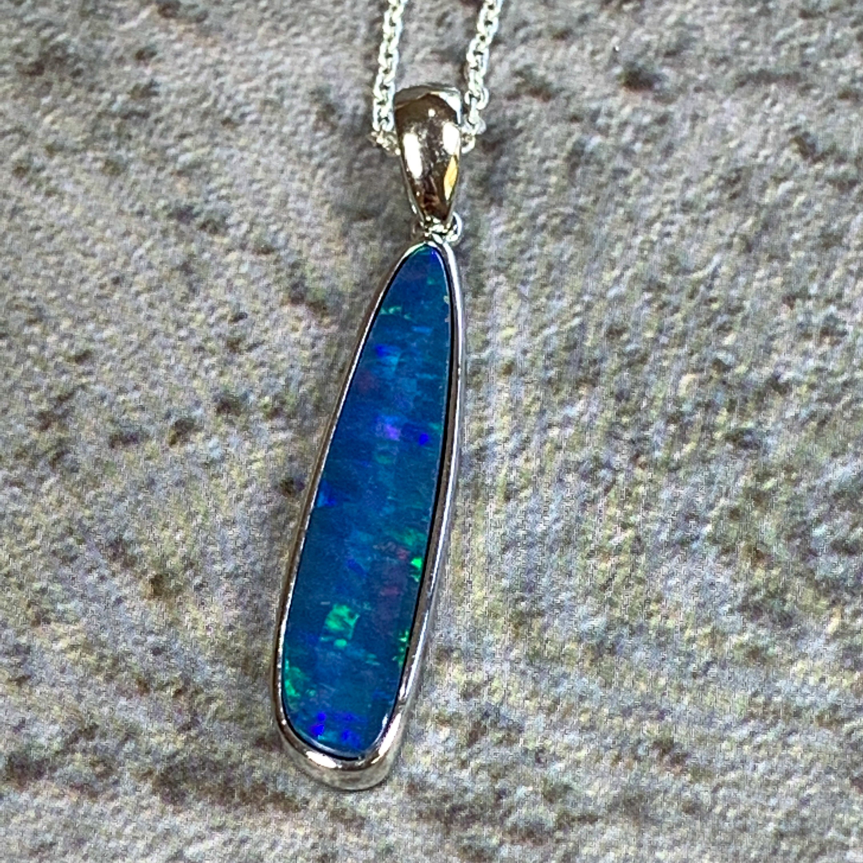 Sterling Silver Opal freeform 3.2ct pendant - Masterpiece Jewellery Opal & Gems Sydney Australia | Online Shop