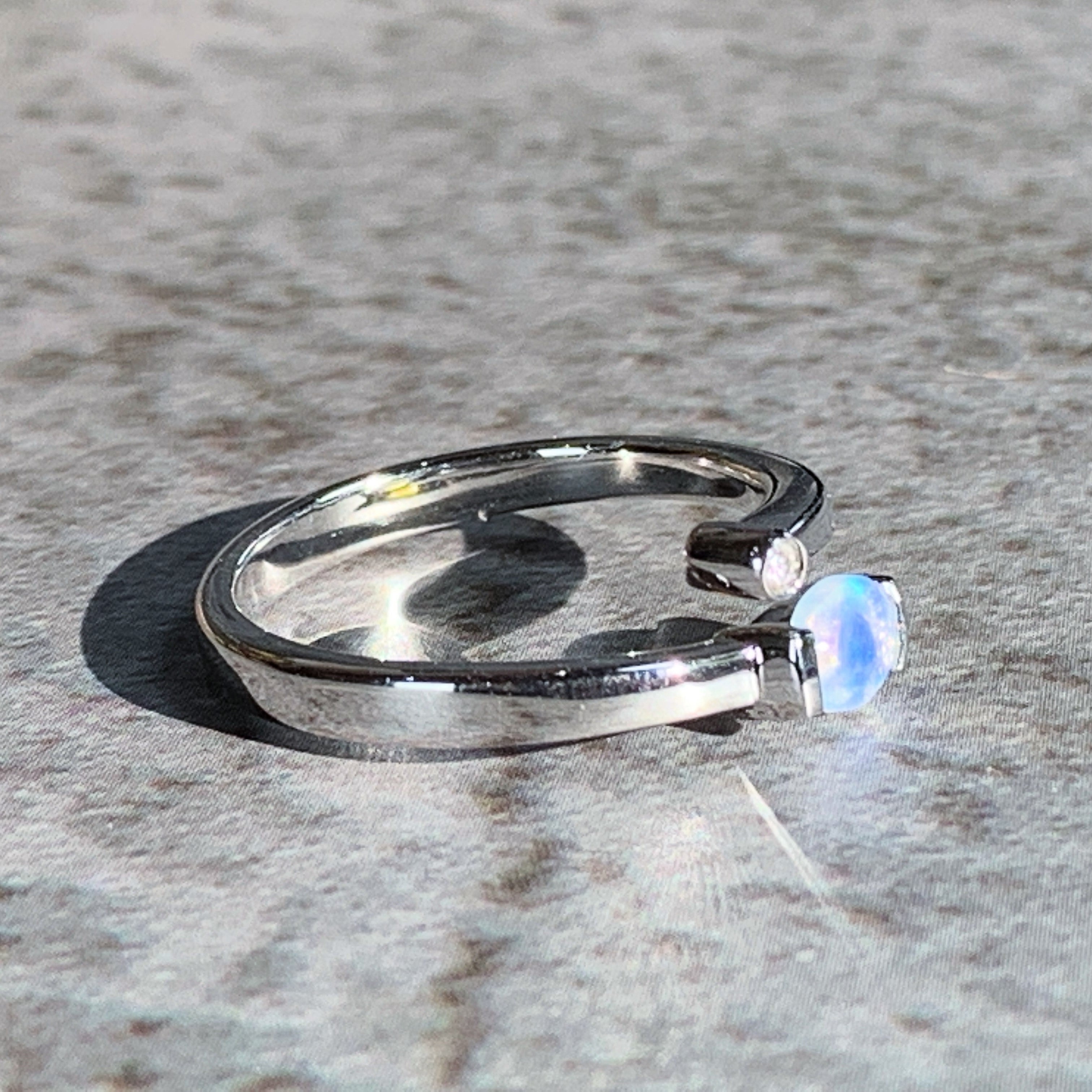 Sterling Silver White Opal ring 6X4mm split shank - Masterpiece Jewellery Opal & Gems Sydney Australia | Online Shop
