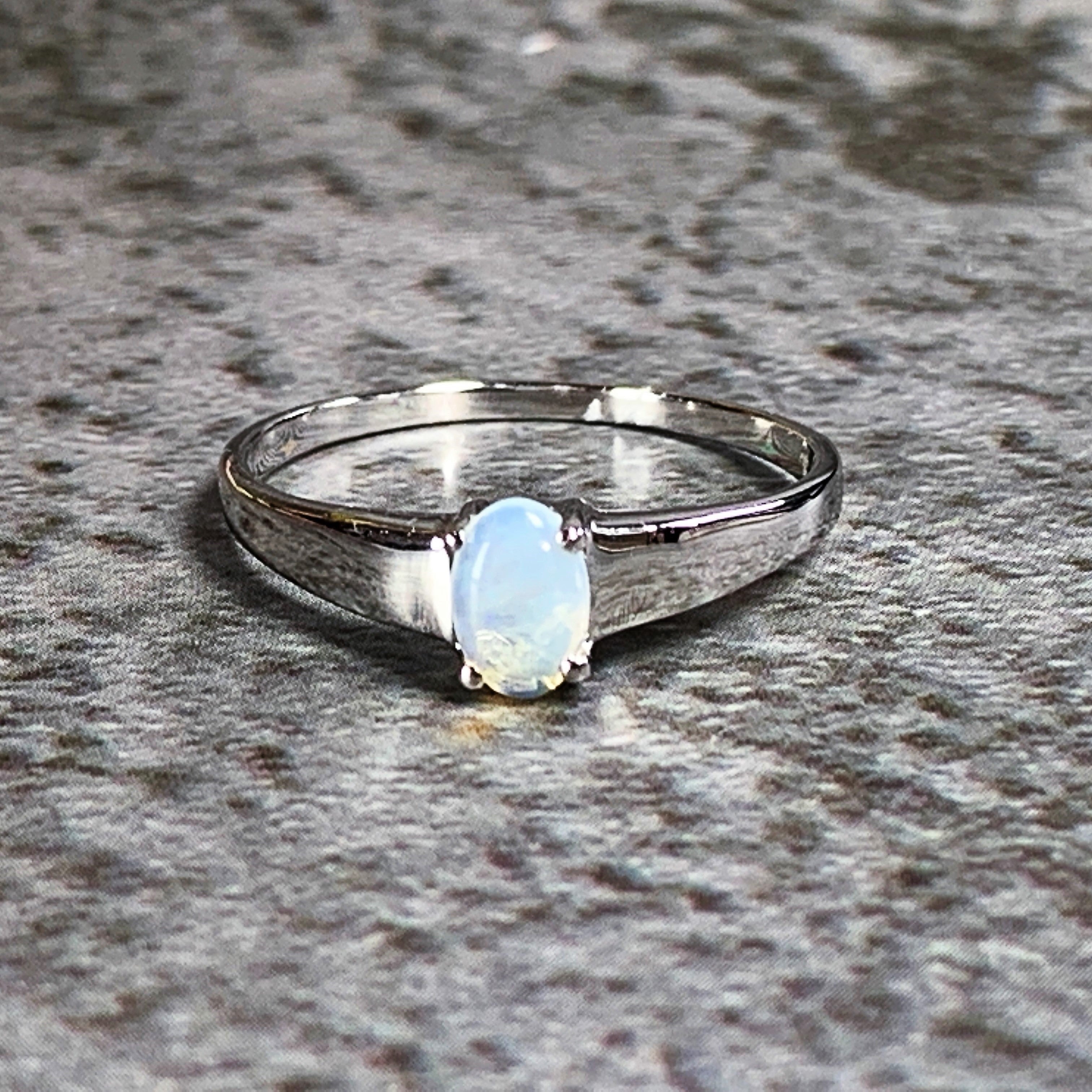 Sterling Silver solitaire Oval crystal opal ring - Masterpiece Jewellery Opal & Gems Sydney Australia | Online Shop