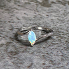 Sterling Silver marquise 8x4mm Opal solitaire ring - Masterpiece Jewellery Opal & Gems Sydney Australia | Online Shop