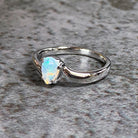 Sterling Silver Opal 7x5mm teardrop ring - Masterpiece Jewellery Opal & Gems Sydney Australia | Online Shop