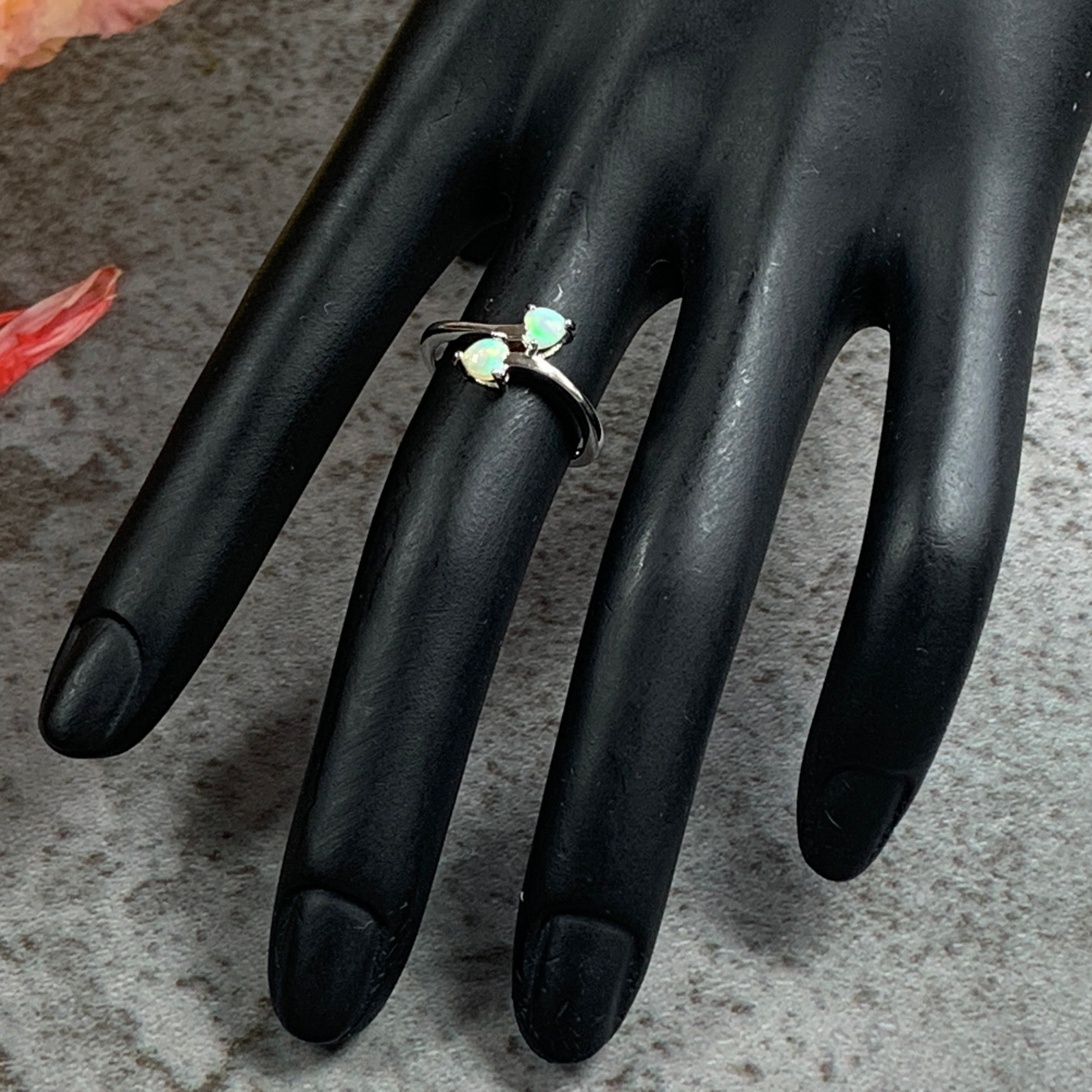 Sterling Silver 4mm Hearts Opal ring - Masterpiece Jewellery Opal & Gems Sydney Australia | Online Shop