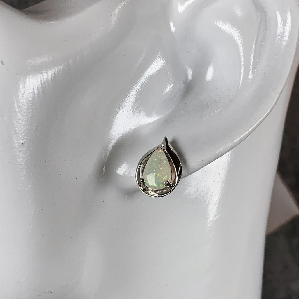 Sterling Silver Opal earrings flame pearshape - Masterpiece Jewellery Opal & Gems Sydney Australia | Online Shop