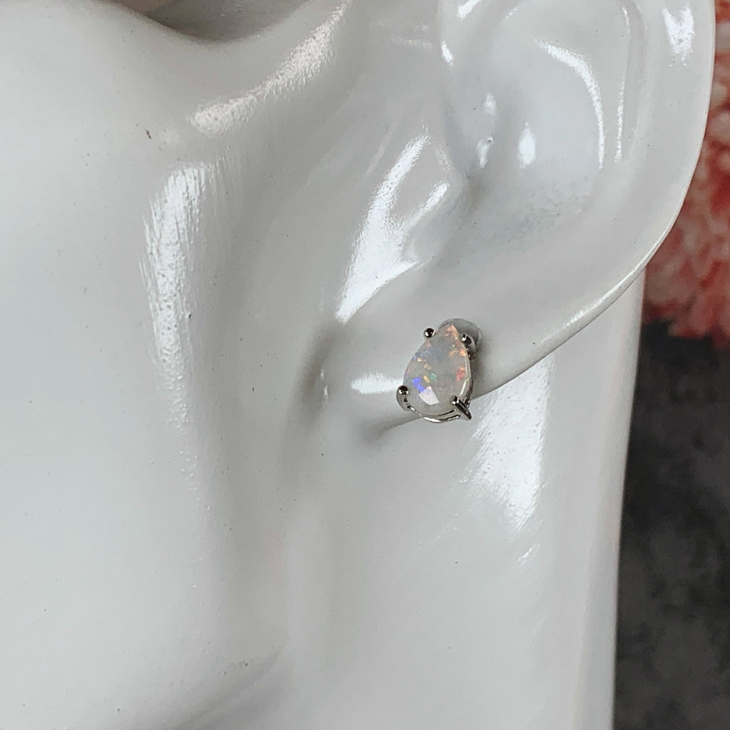 Sterling Silver Pear shape Opal 9x6mm studs - Masterpiece Jewellery Opal & Gems Sydney Australia | Online Shop