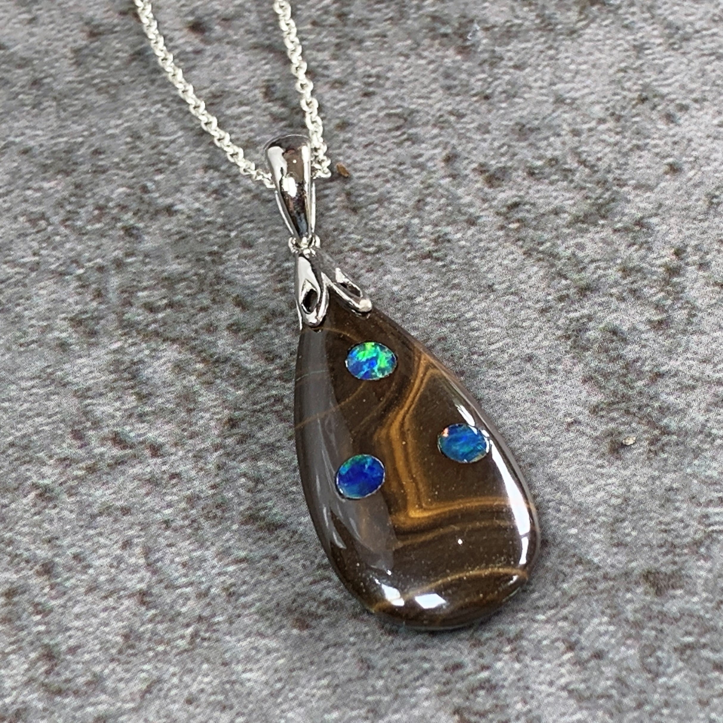 Silver Matrix and doublet Opal pendant - Masterpiece Jewellery Opal & Gems Sydney Australia | Online Shop