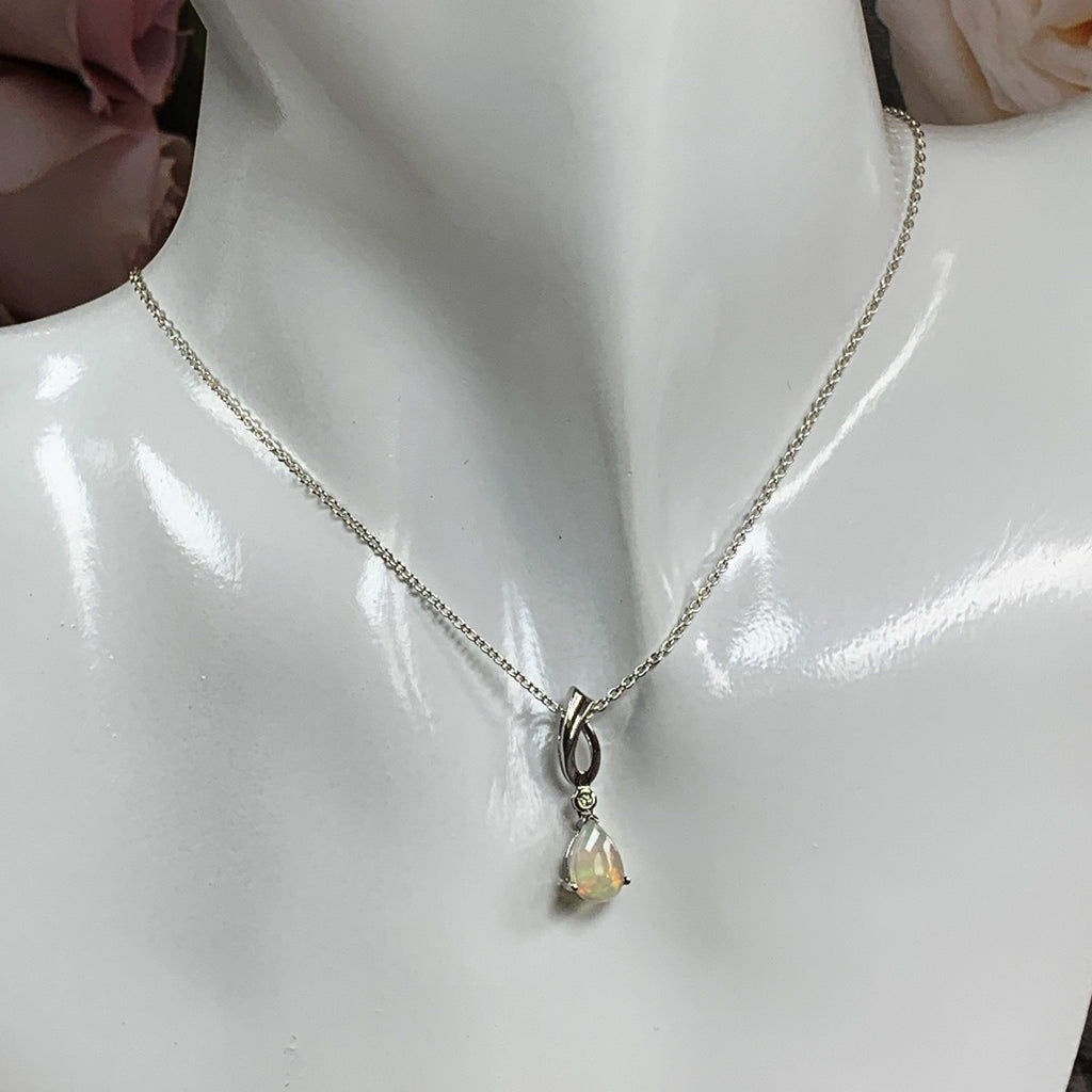 Sterling Silver Pear shape White Opal pendant - Masterpiece Jewellery Opal & Gems Sydney Australia | Online Shop