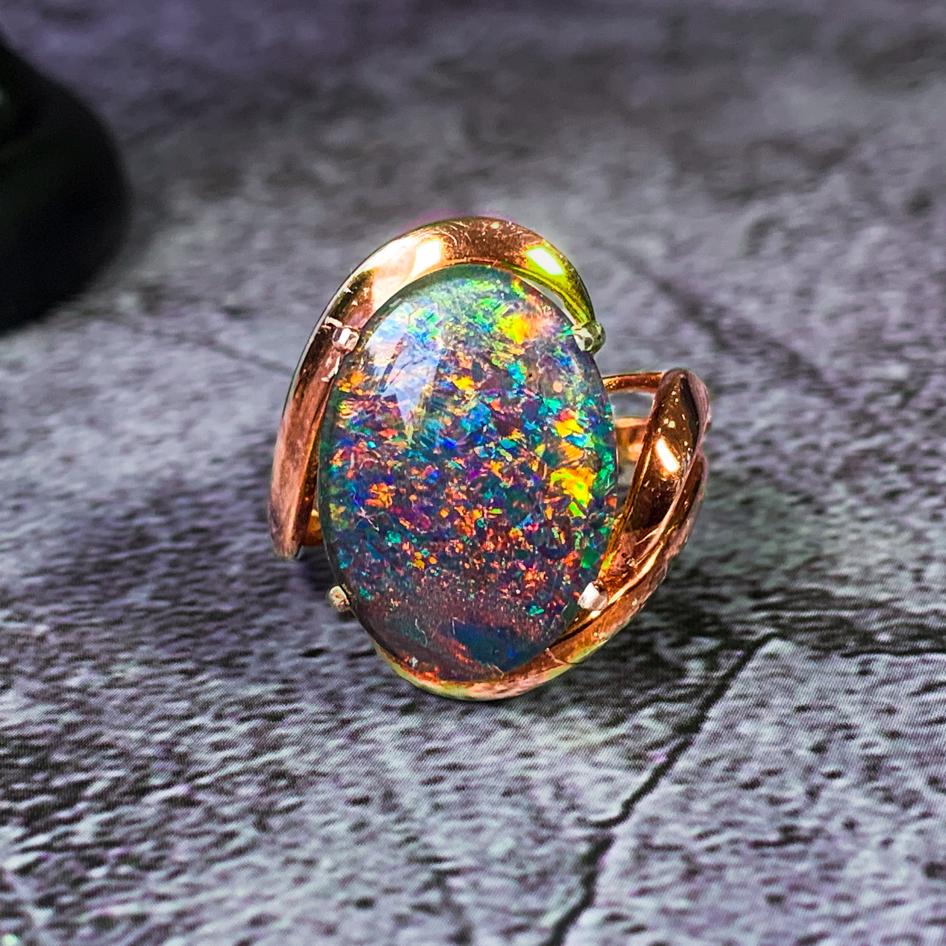 Rose Gold plated Silver 18x13mm Opal triplet ring - Masterpiece Jewellery Opal & Gems Sydney Australia | Online Shop