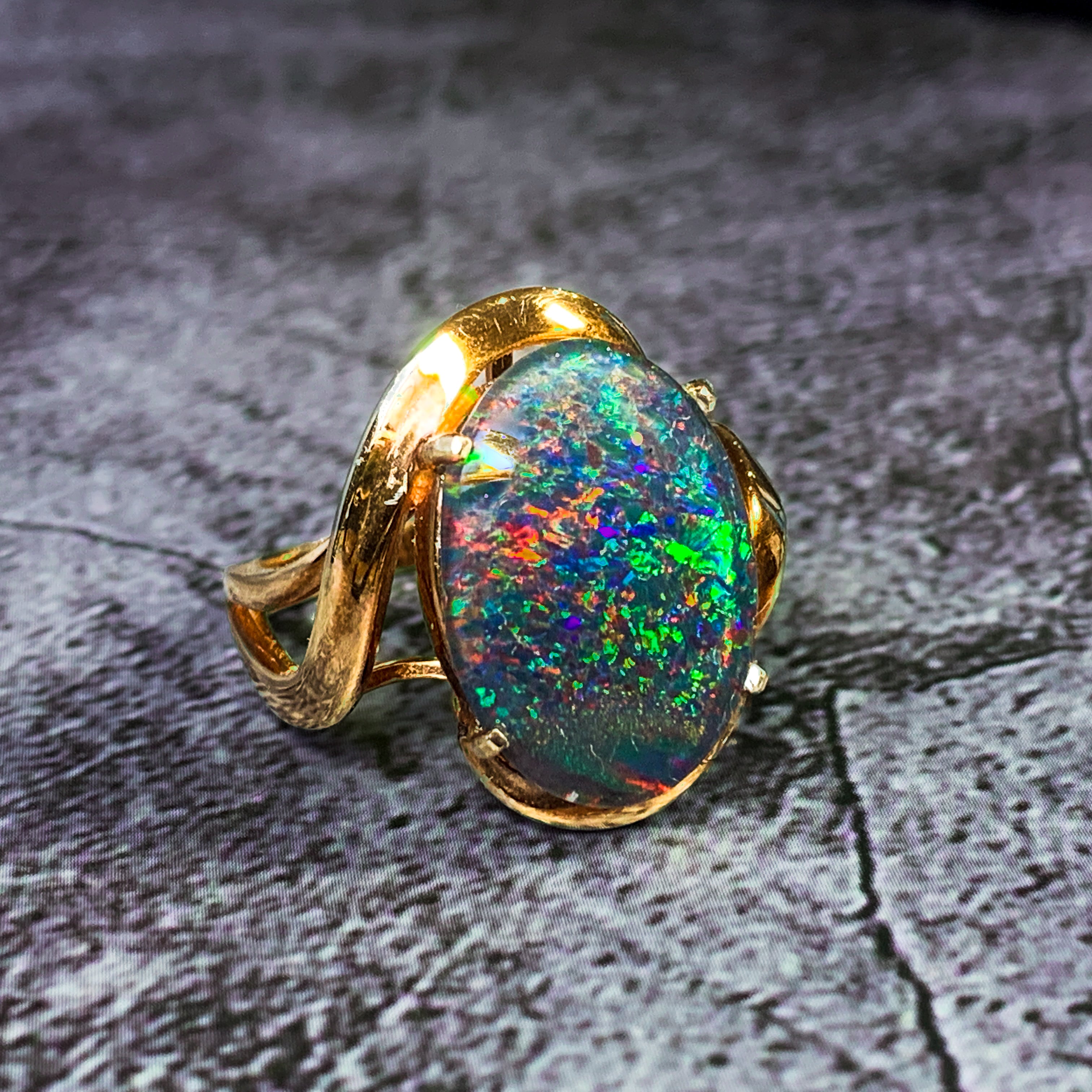 Rose Gold plated Silver 18x13mm Opal triplet ring - Masterpiece Jewellery Opal & Gems Sydney Australia | Online Shop