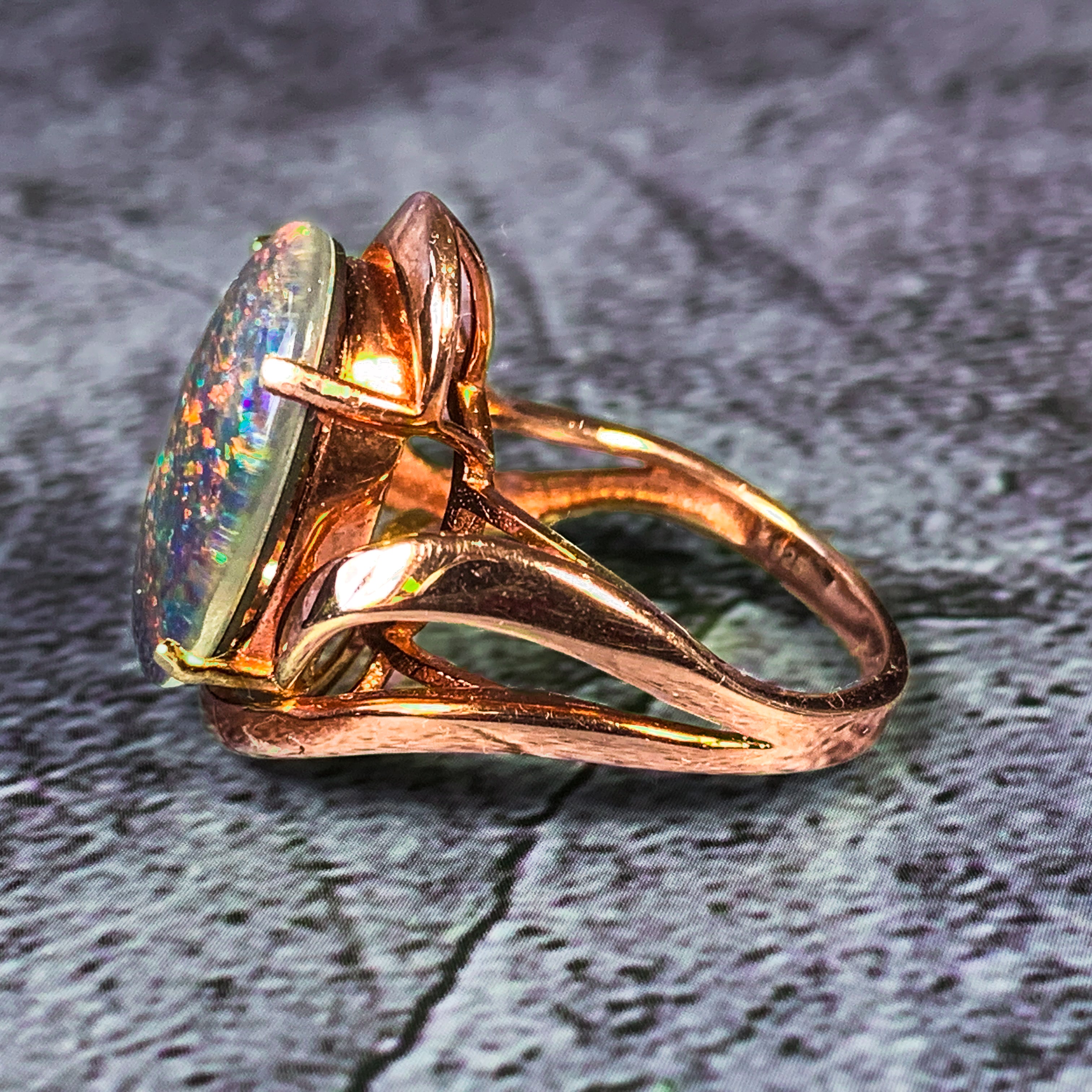 Rose Gold plated Silver 18x13mm Opal triplet ring - Masterpiece Jewellery Opal & Gems Sydney Australia | Online Shop