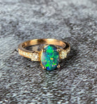 18kt Rose Gold ring set with one 1.63ct Black Opal and 0.38ct Pink Diamonds - Masterpiece Jewellery Opal & Gems Sydney Australia | Online Shop