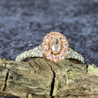 Platinum and 18kt Rose Gold cluster halo design ring with Pink and White Diamonds - Masterpiece Jewellery Opal & Gems Sydney Australia | Online Shop