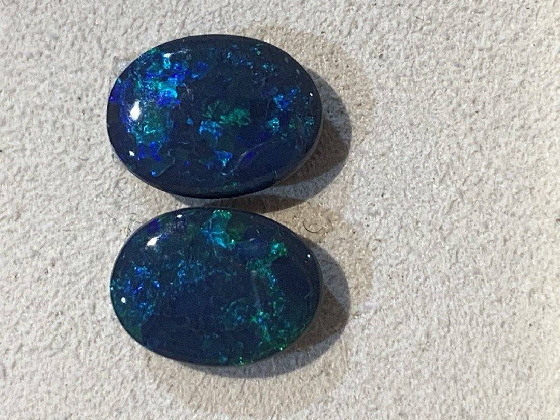 Pair of Black Opals 3.06ct - Masterpiece Jewellery Opal & Gems Sydney Australia | Online Shop