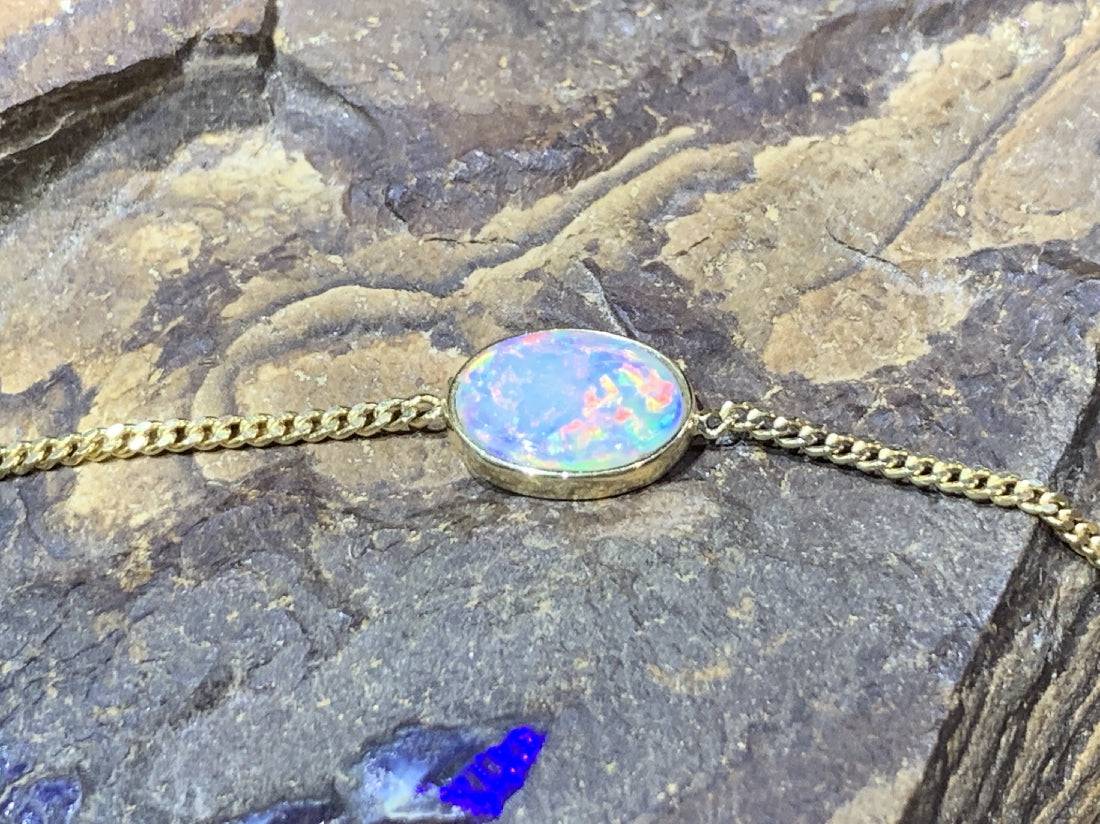 18kt Yellow Gold Opal fine bracelet - Masterpiece Jewellery Opal & Gems Sydney Australia | Online Shop