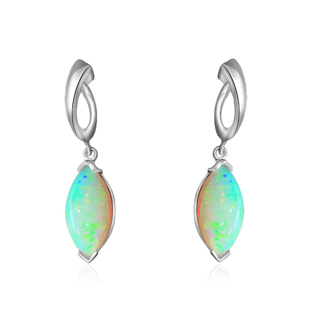 14kt White Gold dangling Opal earrings - Masterpiece Jewellery Opal & Gems Sydney Australia | Online Shop