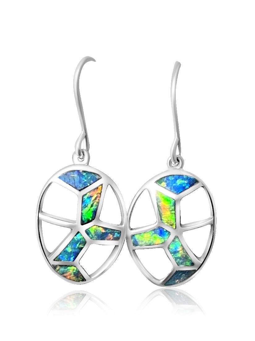 Sterling Silver dangling Opal inlay earrings 2 - Masterpiece Jewellery Opal & Gems Sydney Australia | Online Shop