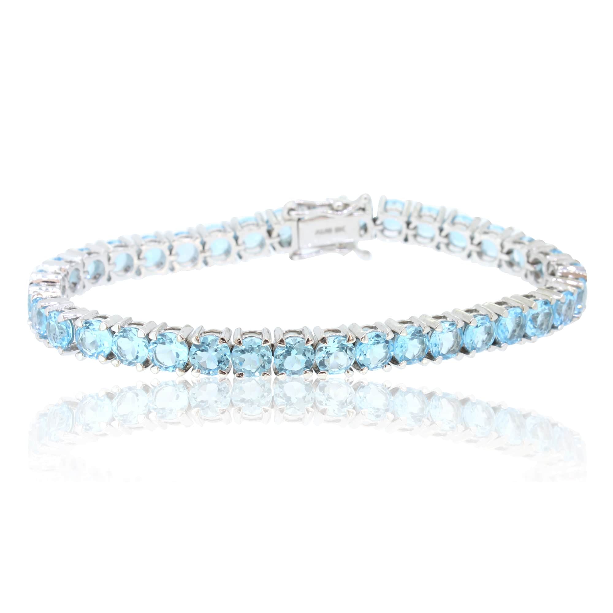 Aquamarine tennis deals bracelet white gold