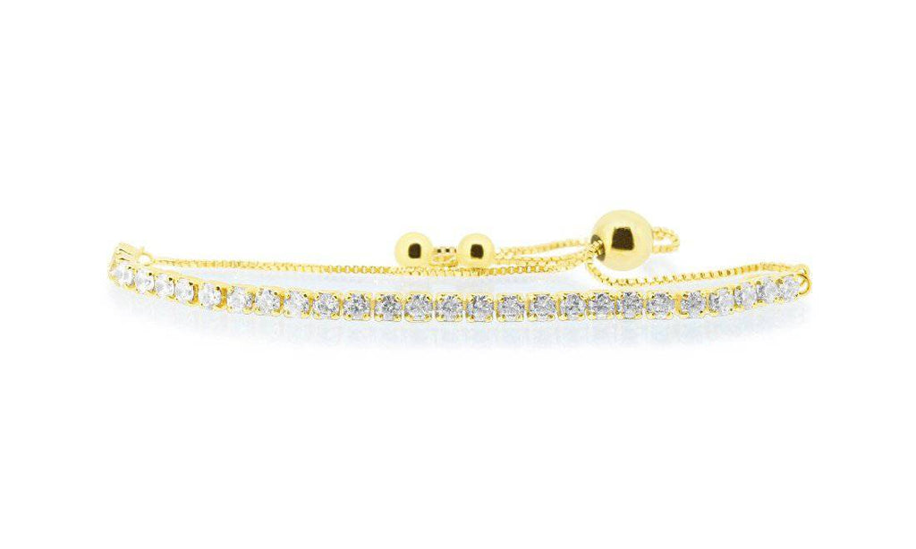 Sterling Silver Gold plated bracelet with diamond coated cubic zirconias - Masterpiece Jewellery Opal & Gems Sydney Australia | Online Shop