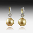 18KT GOLD DIAMOND AND GOLDEN PEARL EARRINGS - Masterpiece Jewellery Opal & Gems Sydney Australia | Online Shop